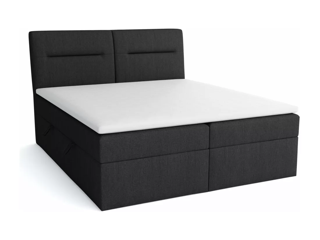 LE LIT BOXSPRING Moderno avec coffres de lit et surmatelas, en tissu Lux 23 (noir), 140x200 cm.