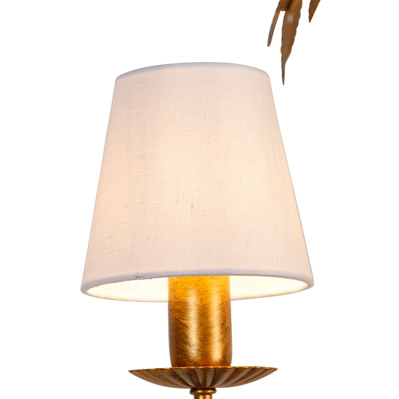 Kroonluchter goud met met linen klemkappen wit 5-lichts - Botanica
