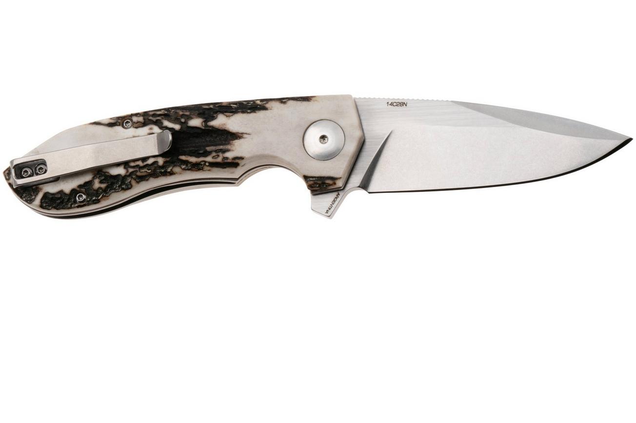 Böker Arbolito Wilki H 01BA3722H Satin 14C28N, Stag, zakmes