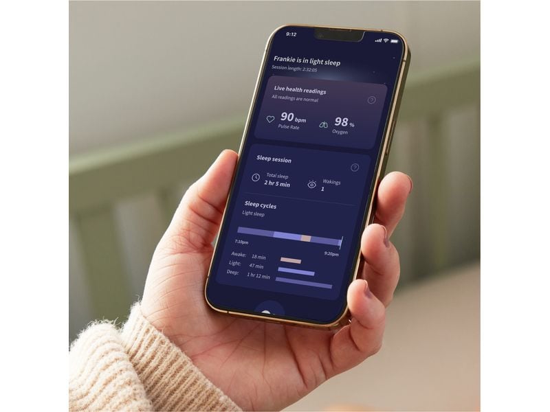 Owlet Babyphone Dream Sock Edelrosa Medizinisch geprüftes Babyphone mit Echtzeitmessungen und Gesundheitsmeldungen