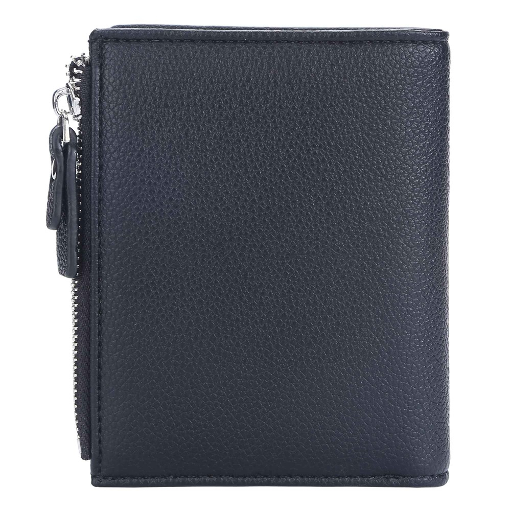 (12.5x10cm) Leder Geldbörse Fashion Portemonnaie mit 9 Kartenfächern - Schwarz