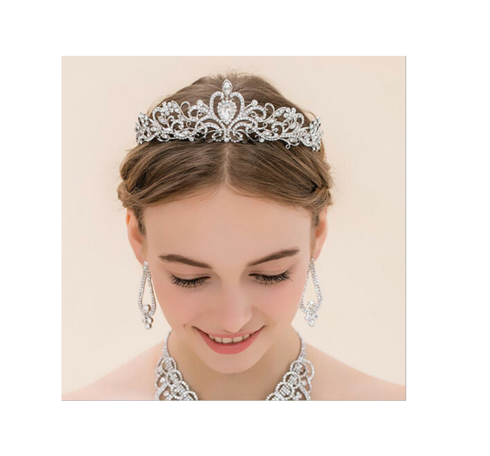 Frisur Haarschmuck Krone Strass Tiara Braut Diadem Kopfschmuck - Silber / Style 3