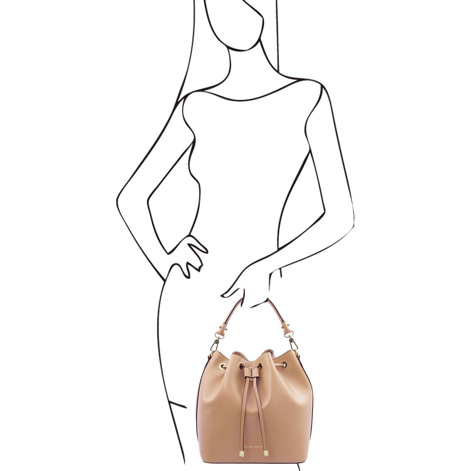 TL141531 – Vittoria – leren bucket bag