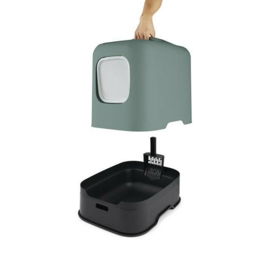 - maison toilette pour chat 57 x 39 x 40 cm - bac a litiere - vert de gui