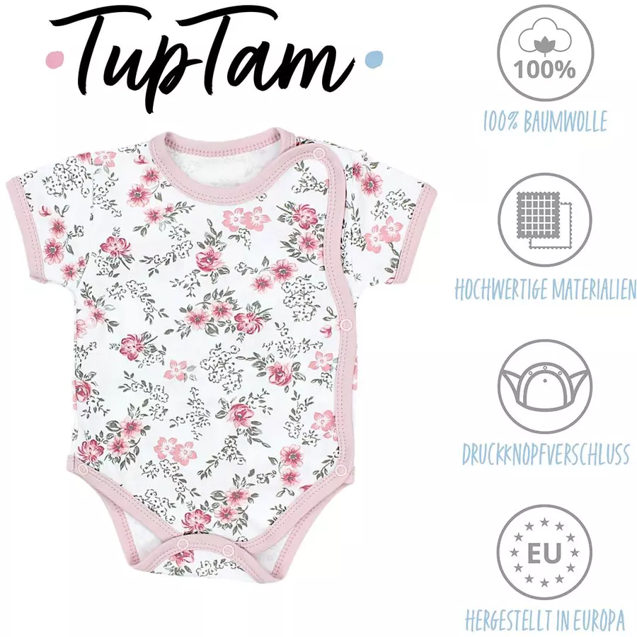 TupTam Baby Mädchen Kurzarm Wickelbody 5er Set altrosa