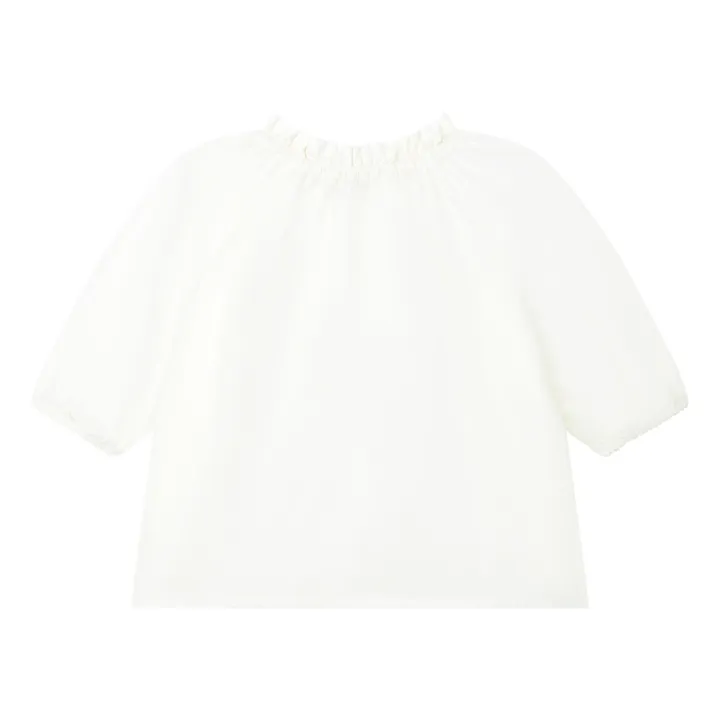 SMALLABLE BASICS Blouse Fille en Popeline Organique Manches 3/4 | Blanc cassé