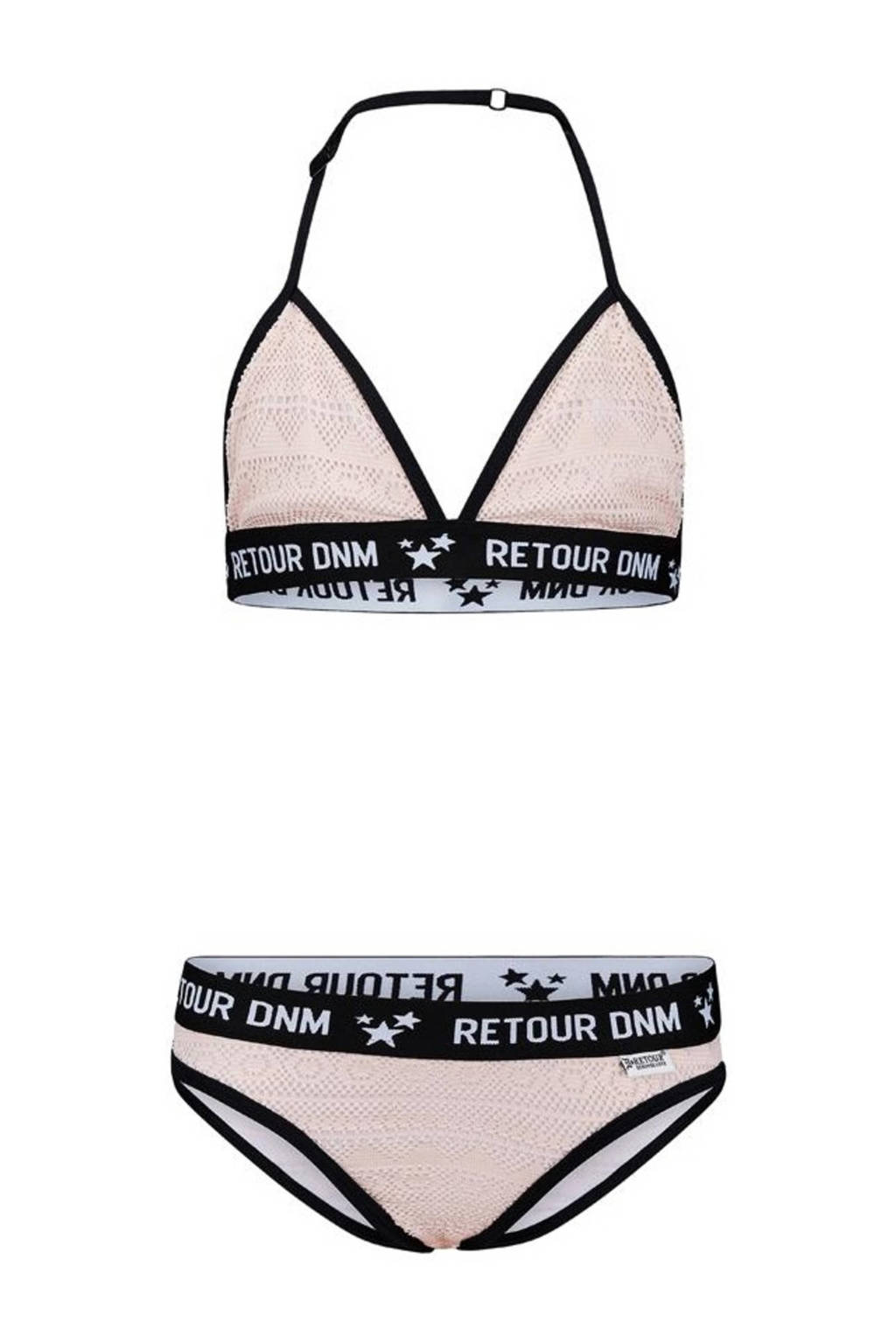 crochet triangel bikini Delinda roze/zwart