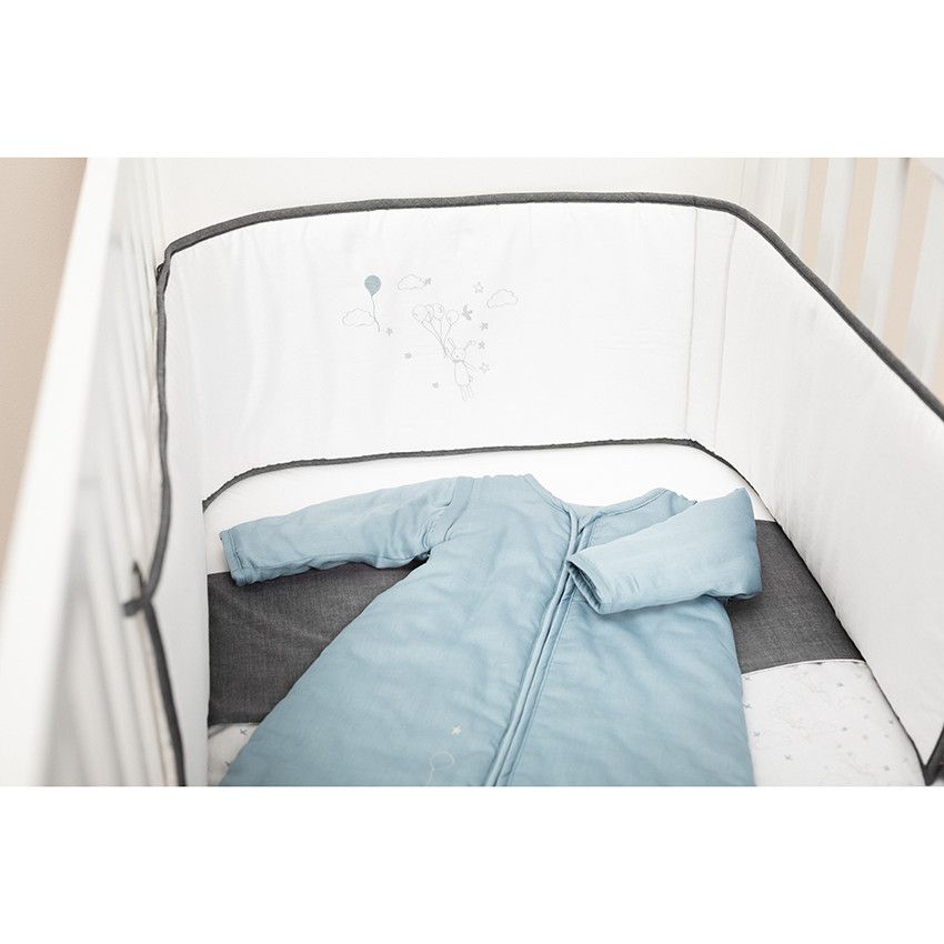 Set housse de couette et taie d'oreiller imprimé lapin et étoiles - Ecru