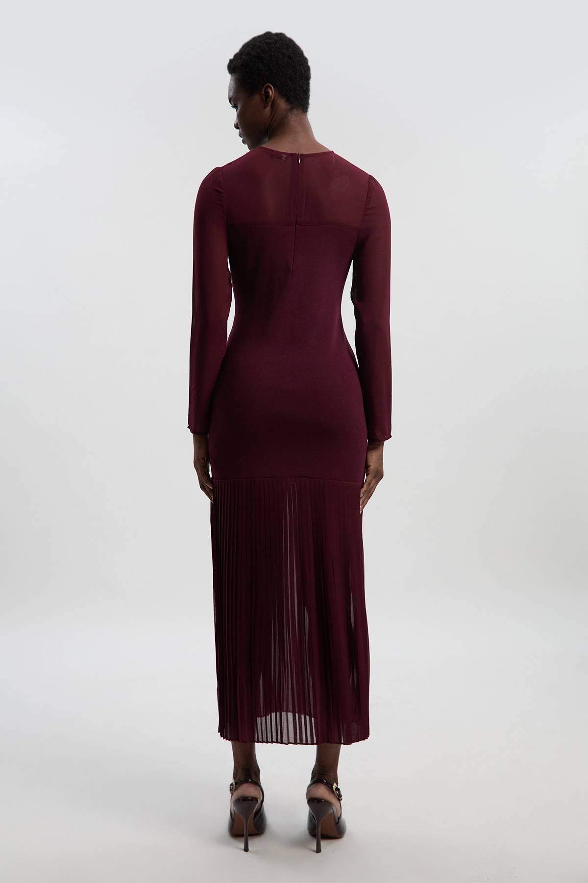KarenMillen Figure Form Woven Bandage Knit Mix Dress