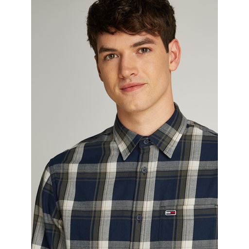 Tommy Jeans Check Flannel Skjorte, Dark Night Navy Check, XL