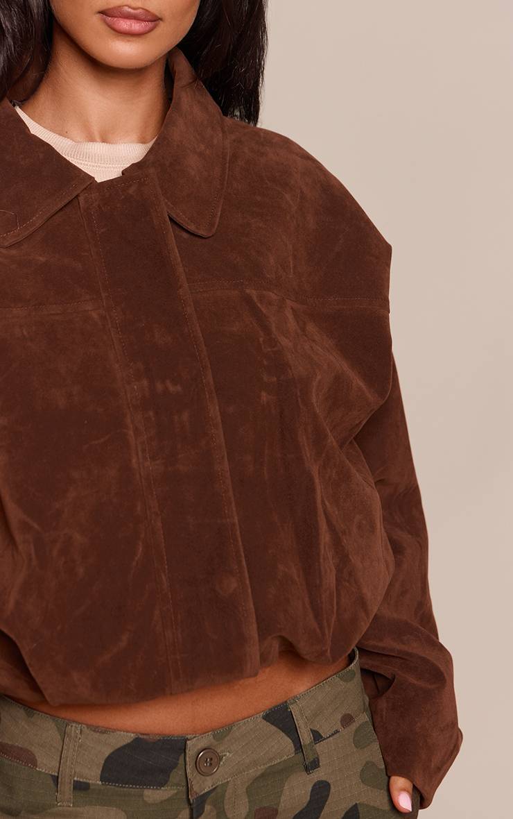 Chocolat Blouson Aviateur En Faux Suède Avec Patte De Boutonnage Dissimulée