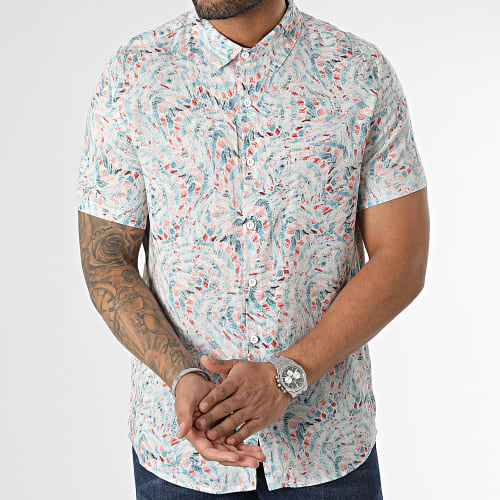 Chemise Manches Courtes Bleu Ciel Blanc
