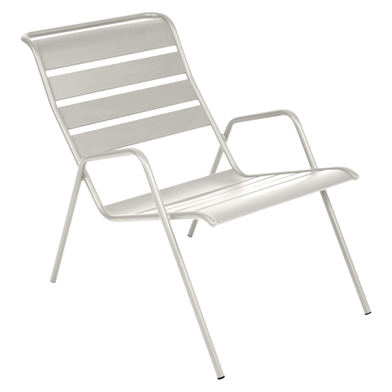 Fauteuil bas pour jardin MONCEAU en acier argile - 78x52x72 cm
