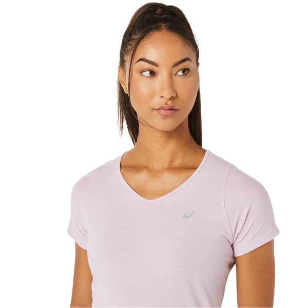ASICS V-NECK SS TOP W BARELY ROSE