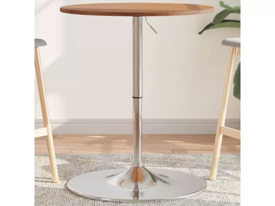 Table de bar marron clair Ø60x89,5 cm bois massif de chêne