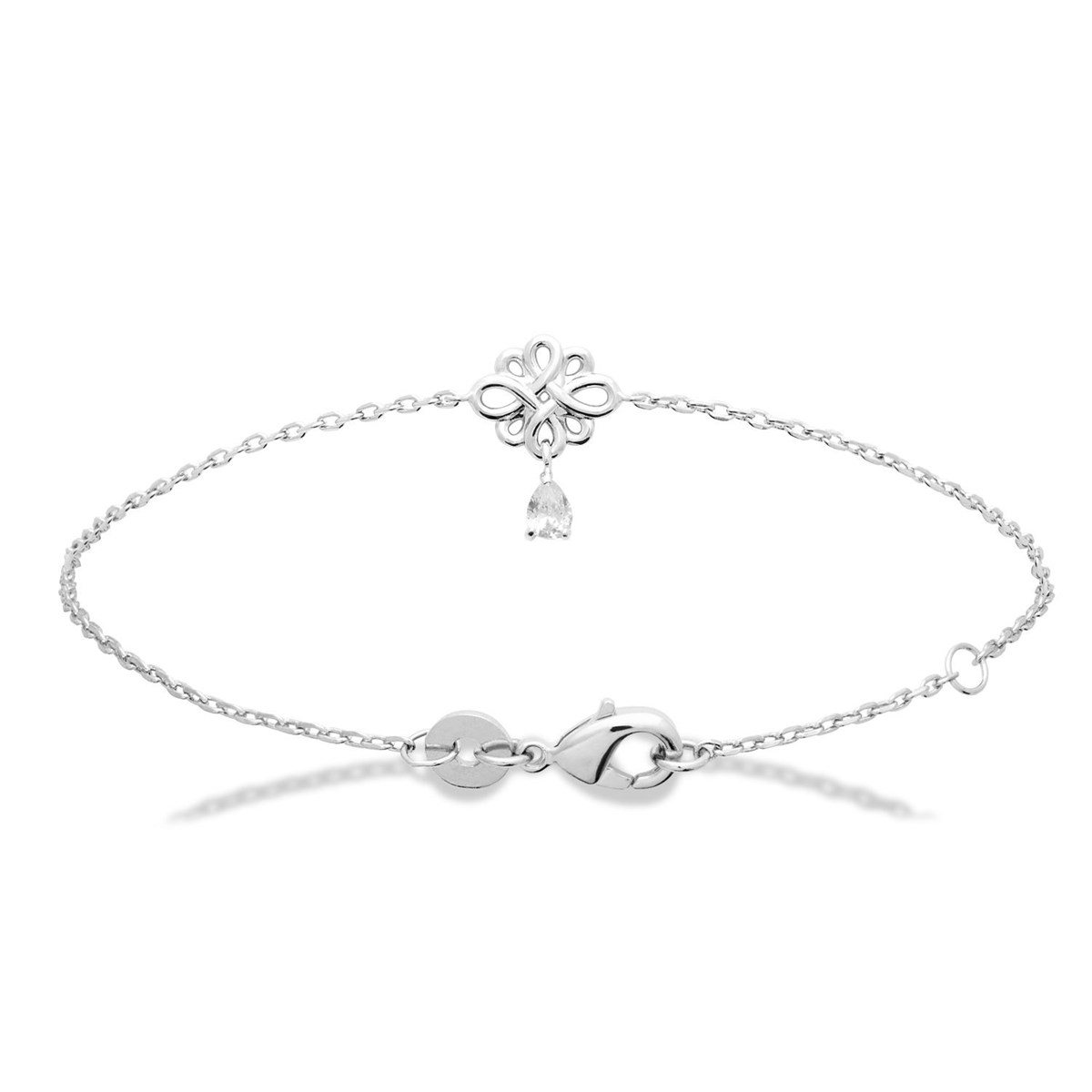 Bracelet arabesque floral goutte d'oxyde de zirconium Argent 925 Rhodié