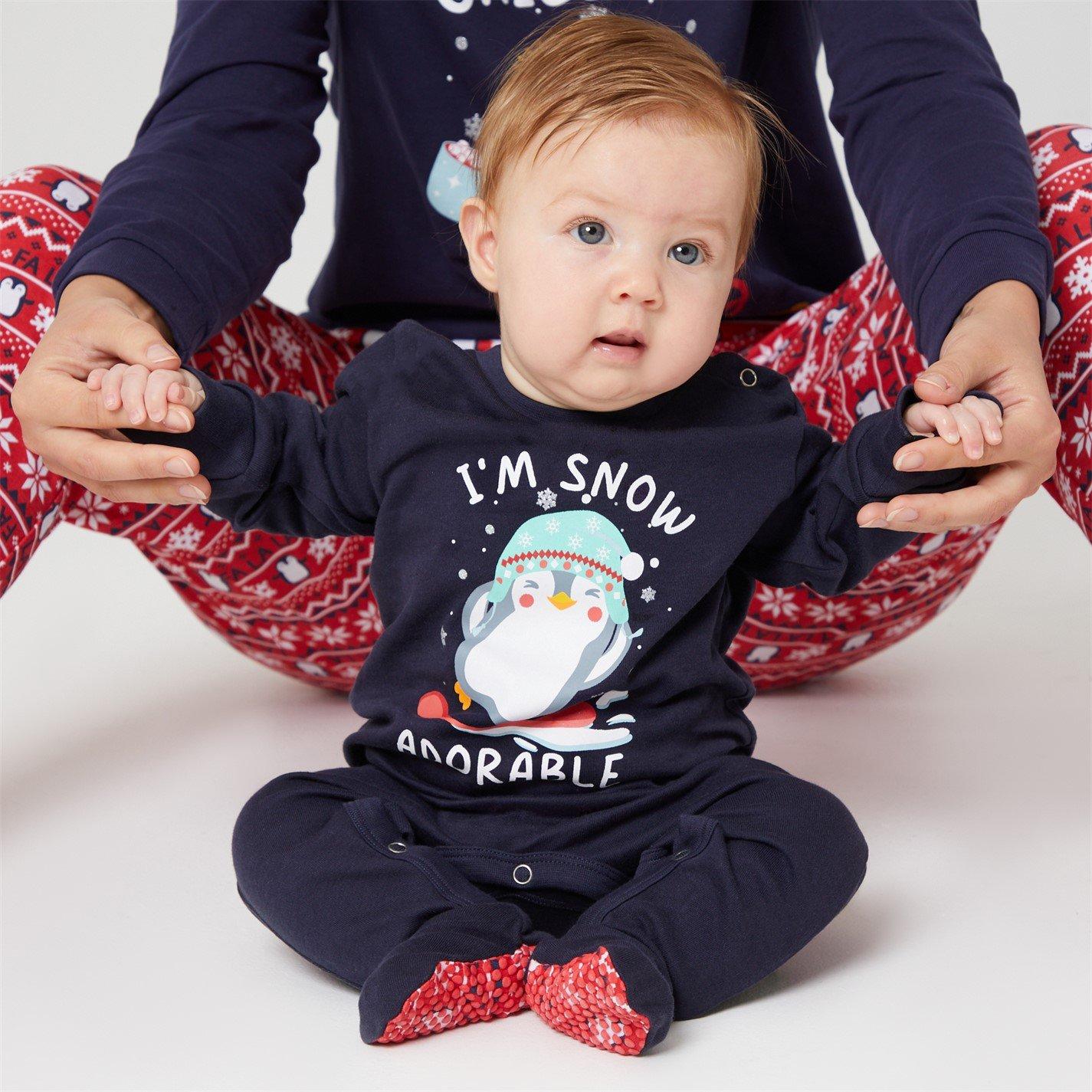 Linea Unisex Baby Family Christmas Penguin Sleepsuit
