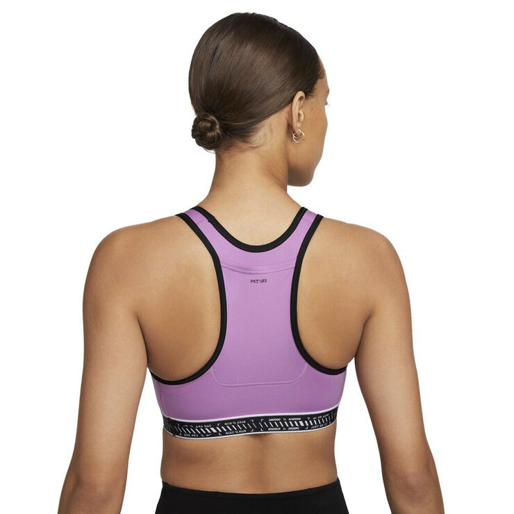 Nike Dri Fit Swoosh On The Run Medium Support Sports Bh M. Lomme Pink