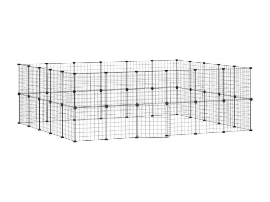 Cage animaux de compagnie à 44 panneaux et porte Noir 35x35 cm