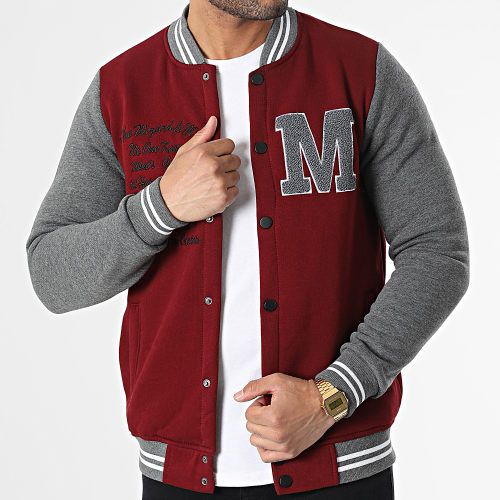 Veste Teddy 9125 Bordeaux Gris Anthracite Chiné
