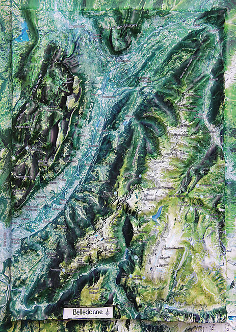 CARTE EN RELIEF VUE AERIENNE BELLEDONNE 1:108 500