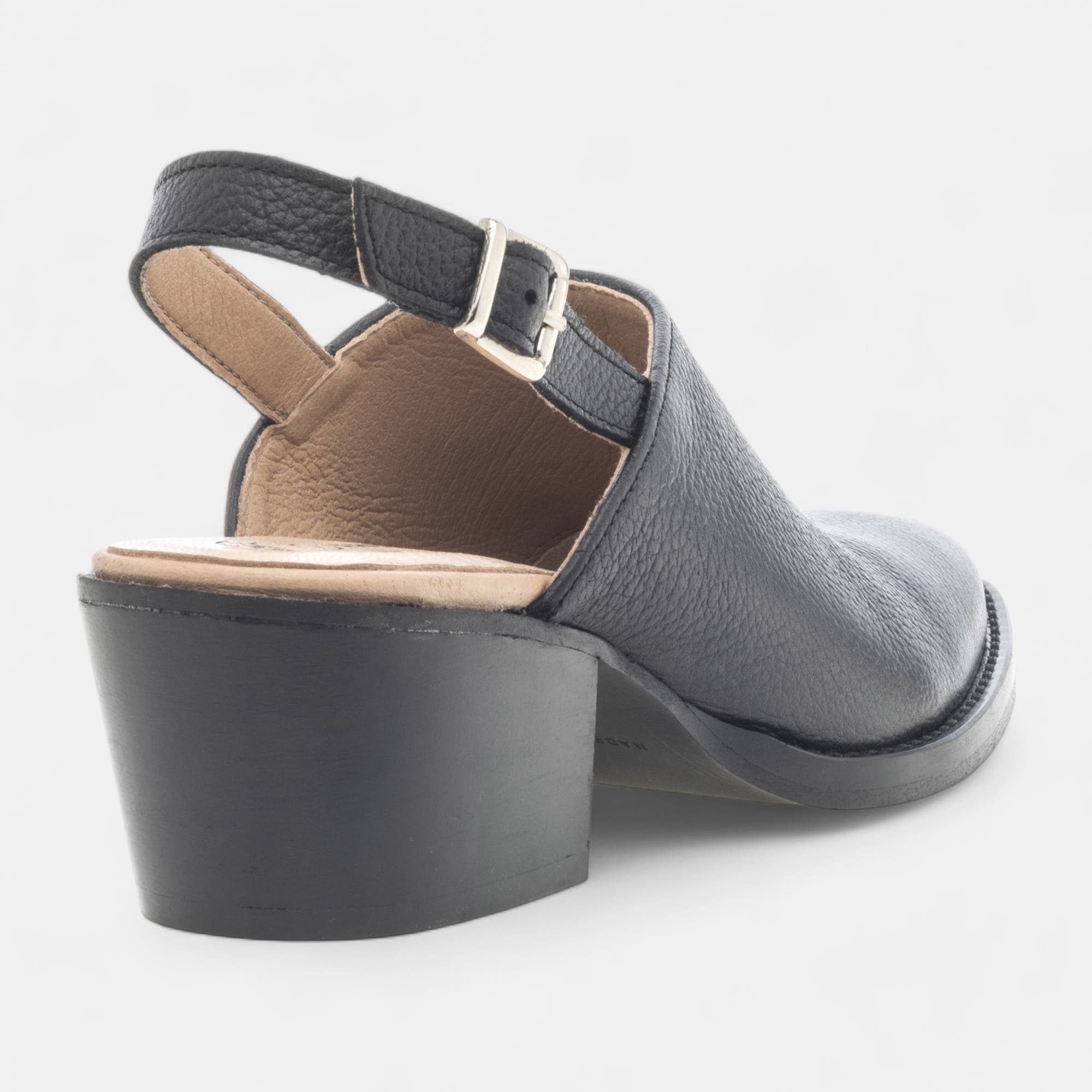Mules à talon Femme en cuir noir