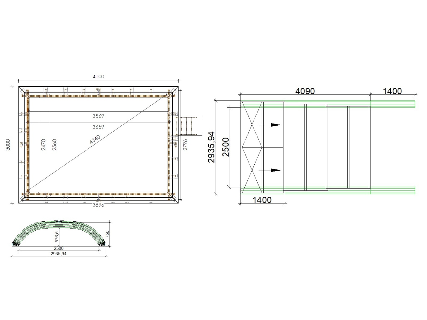 Abri de piscine horizon pour les modèles 4,10x3 m - bas85, bas785 - polycarbonate massif 3 mm - couleur ral7037 gris
