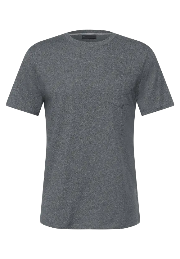 Long T-Shirt mit Brusttasche - steel grey melange