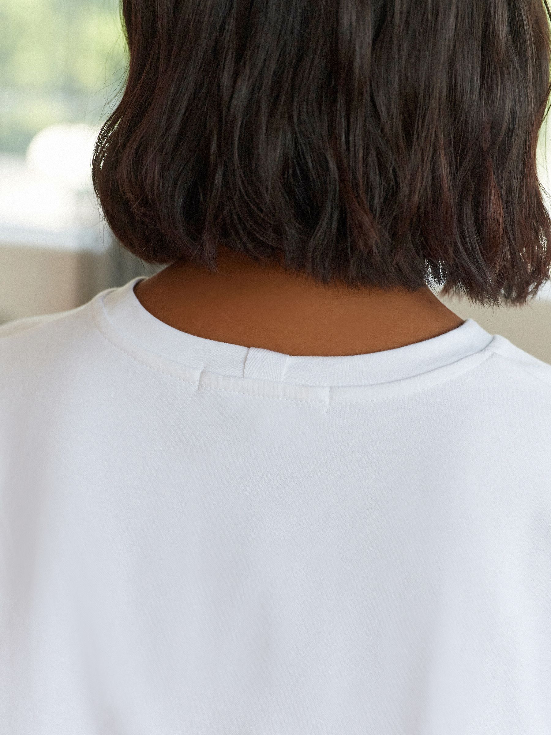 Wit - Dik T-shirt met ronde hals en korte mouwen