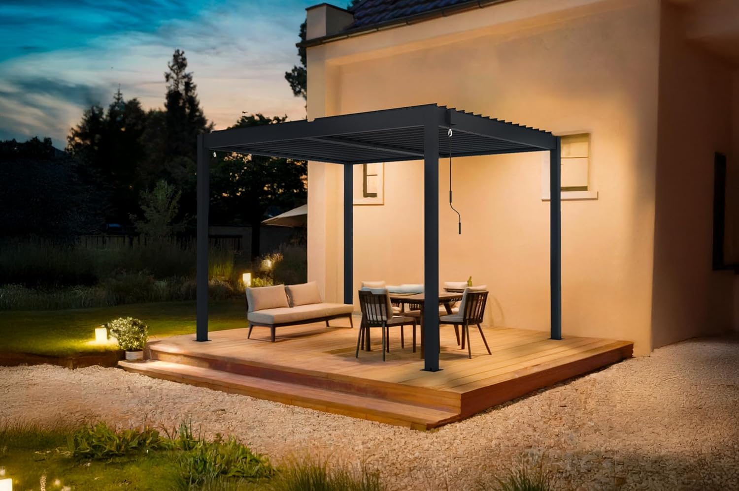 Cazeboo Piana 3x2,5m selbsttragende bioklimatische Pergola aus grauem Aluminium