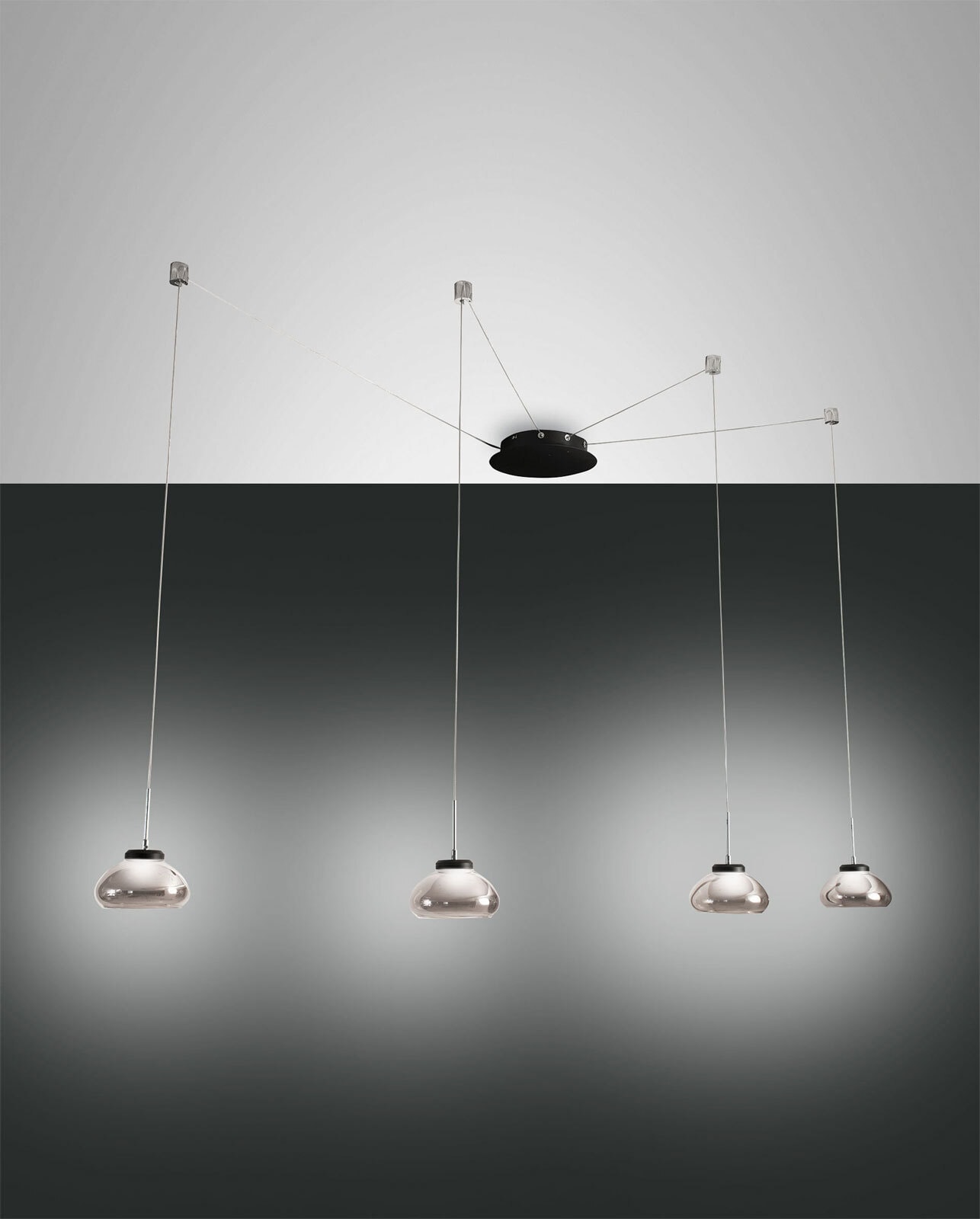 FABAS LUCE LED Pendelleuchte ARABELLA4-flg grau