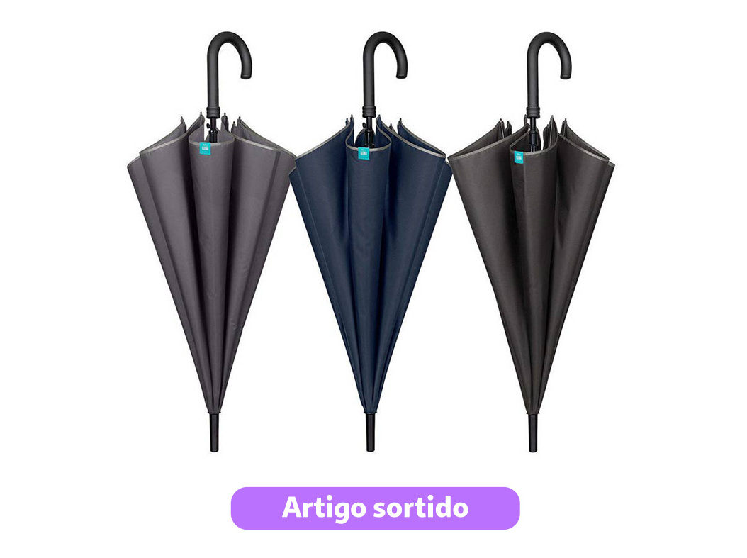 CHAPÉU CHUVA LONGO AUTOMÁTICO LISO COM FRISO CORES SORTIDAS