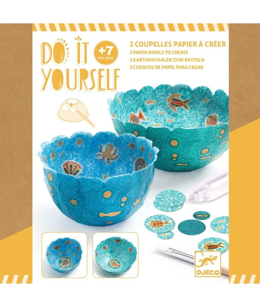 Djeco dj07983 knutselset papier maché kommen blauw