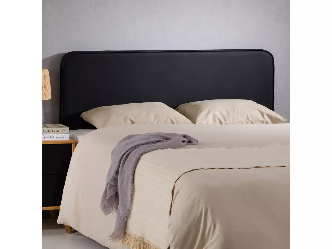 Tête de lit CELEST 160, Rembourrée, Fixation murale, Design arrondi moderne, Pour lit 160 cm ou moins, Noir