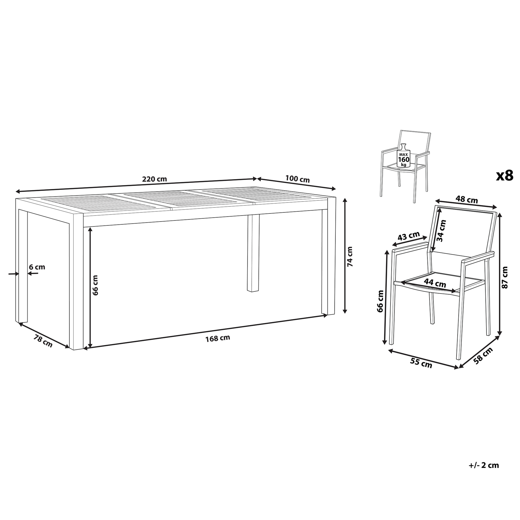 Beliani - GROSSETO  - Tuinset voor 8 - Beige - RVS