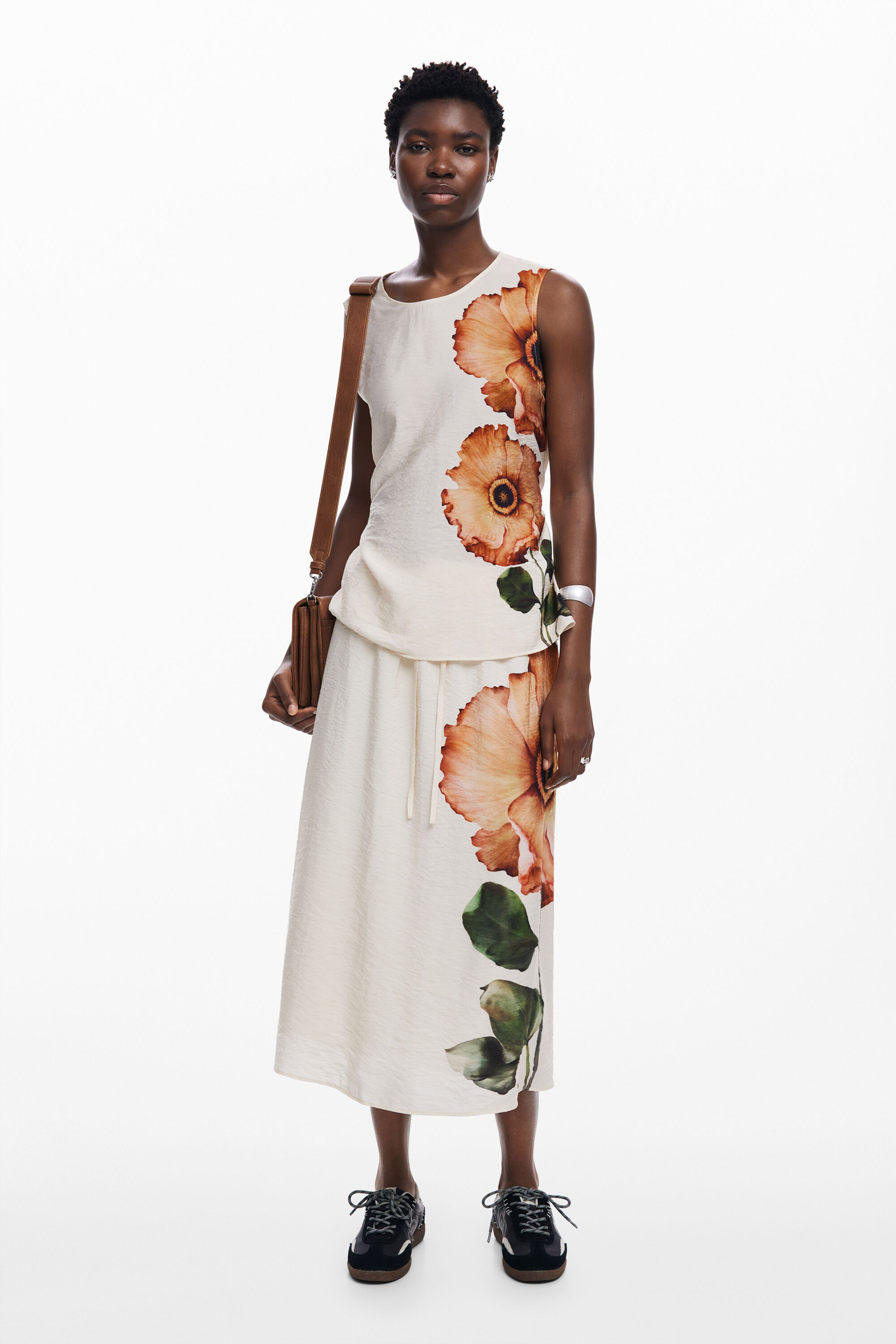 Falda midi flores