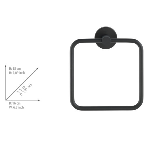 Wenko Bosio handdoekring RVS zwart mat