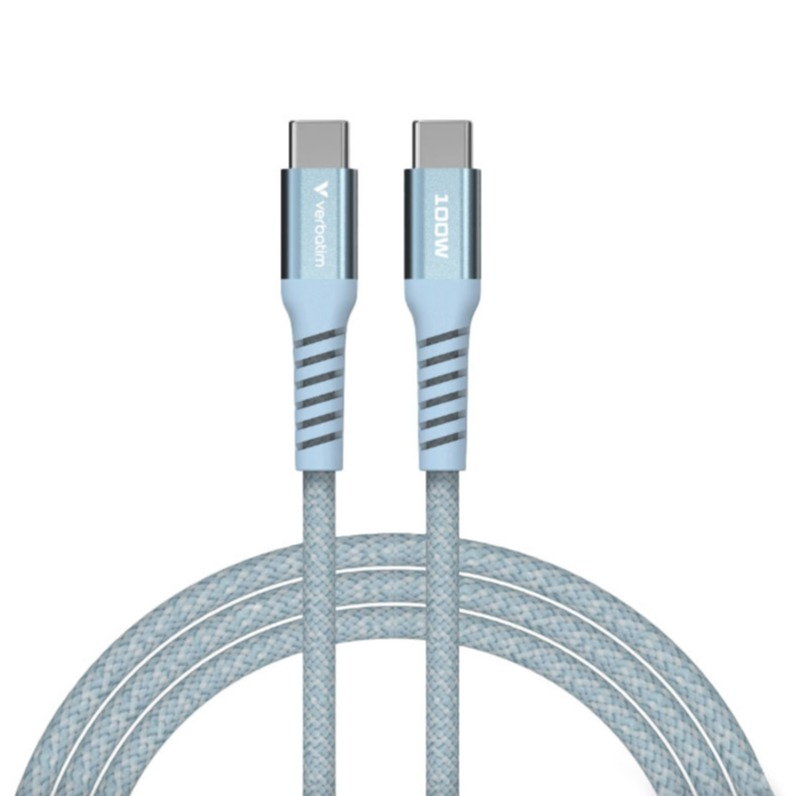 (1.2m) 100W Sync & Charge USB C auf USB C Nylon Magnet Ladekabel PD/QC 3.0 Datenkabel (31856) - Blau