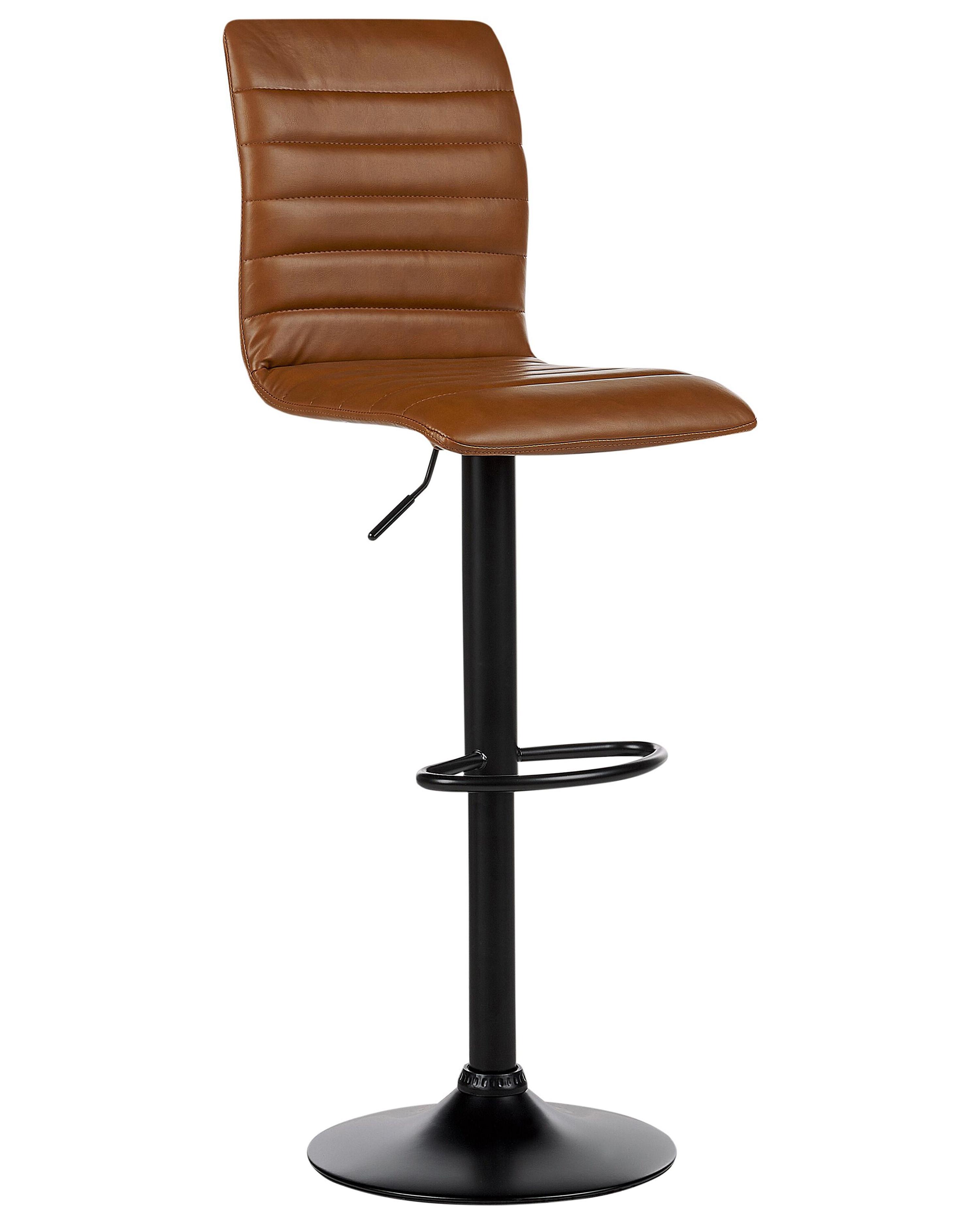 Set van 2 barstoelen LUCERNE Kunstleer draaibaar Goudbruin