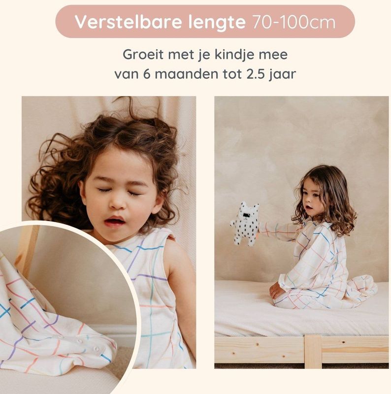 Puckababy Slaapzak 4 Seizoenen Baby - Zomerslaapzak en Winterslaapzak (6m-2,5j) - TOG 0.25 tot TOG 2.5 - Funky Lines