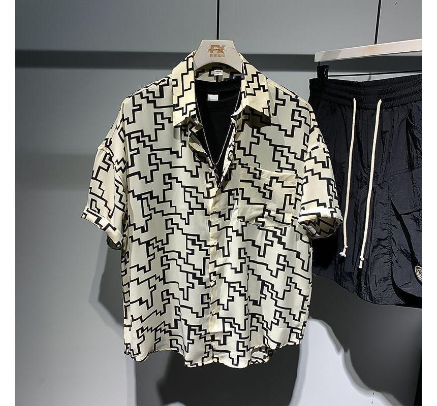 Fluffush - Shirt met korte mouwen, kraag en patroonprint