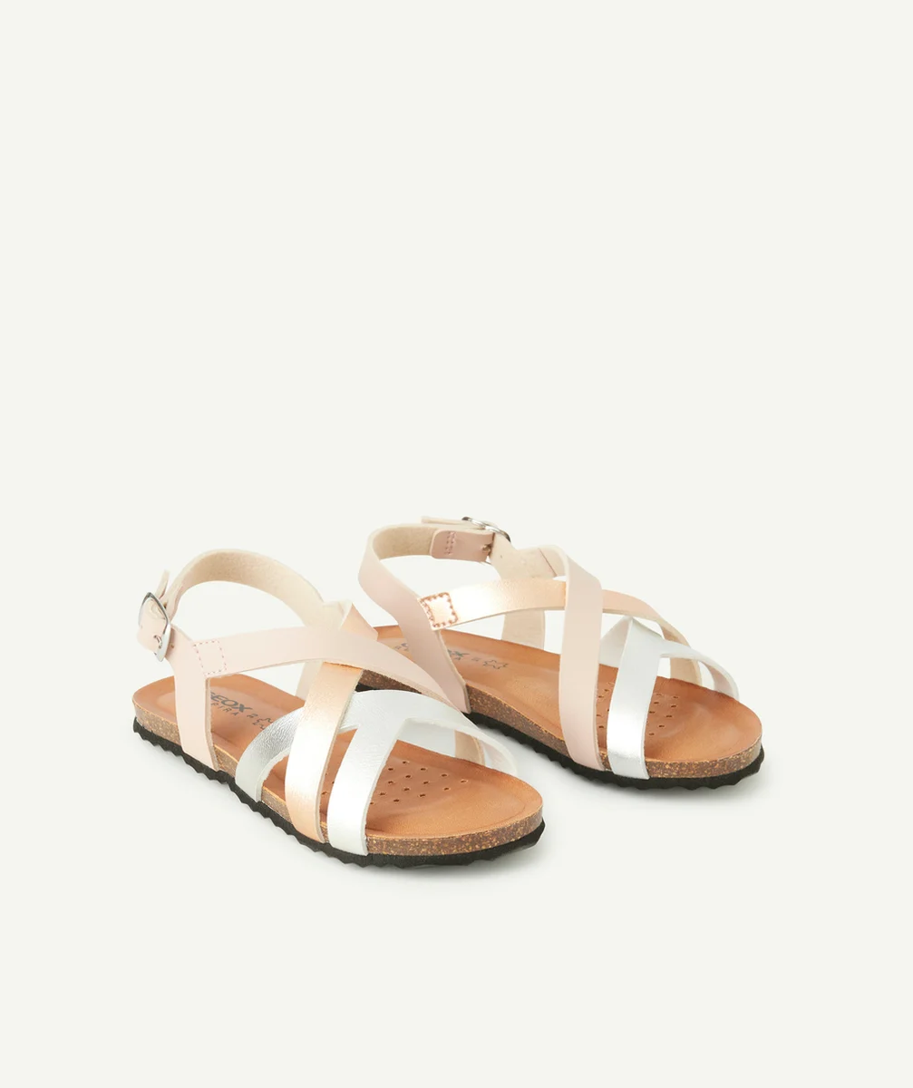 GEOXsandales ouvertes fille chilene couleur argentée et rose irisées