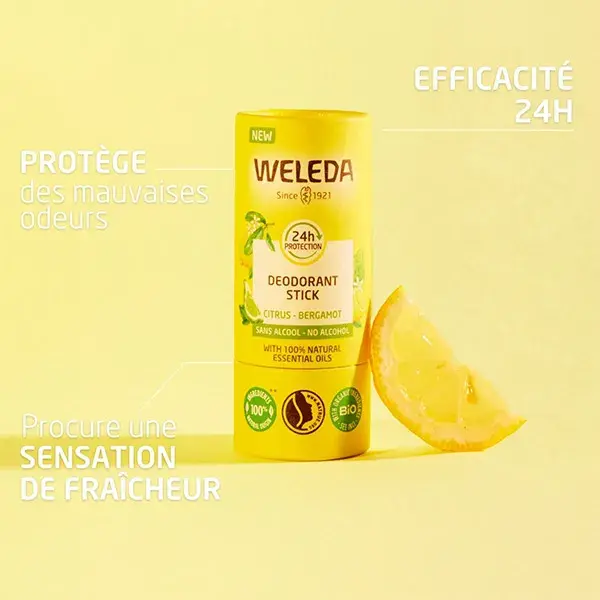 Desodorante em bastão Weleda Citrus Bergamot, pacote com 2 unidades de 50 g.