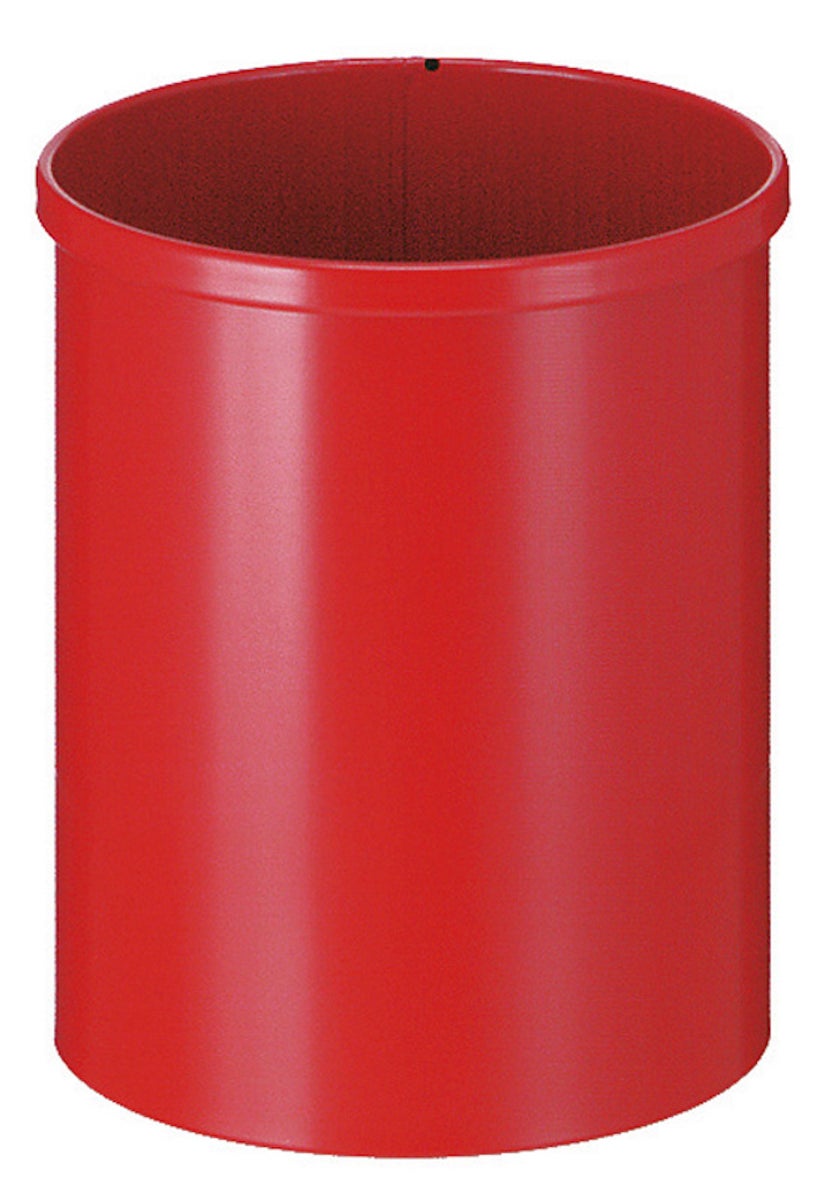 PROREGAL Stijlvolle ronde metalen prullenbak 15 liter HxØ 30,5 x 25,5 cm Rood