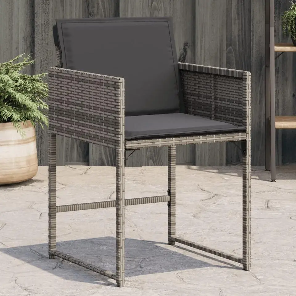vidaXL - Tuinstoelen - Kussens - Grijs - Poly rattan - 4 stuks