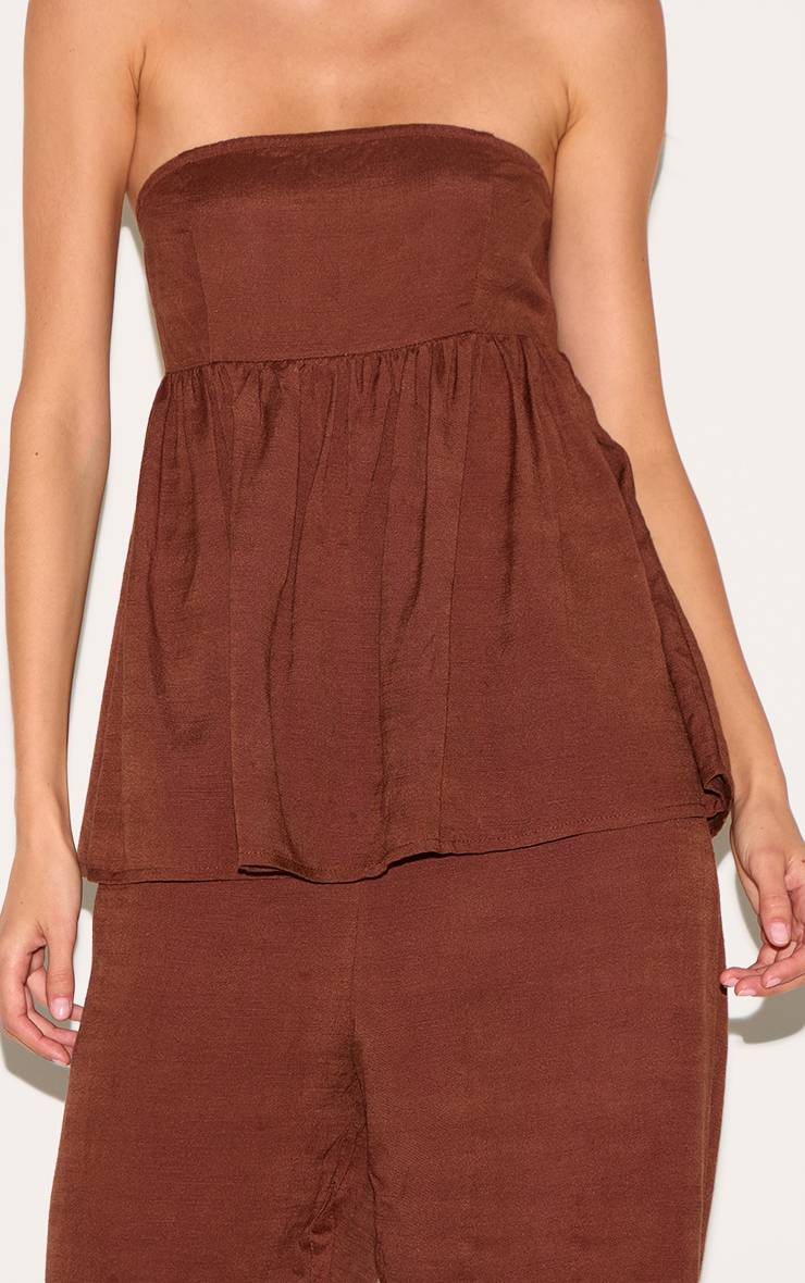 Chocolat Combinaison Bustier À Détail Péplum