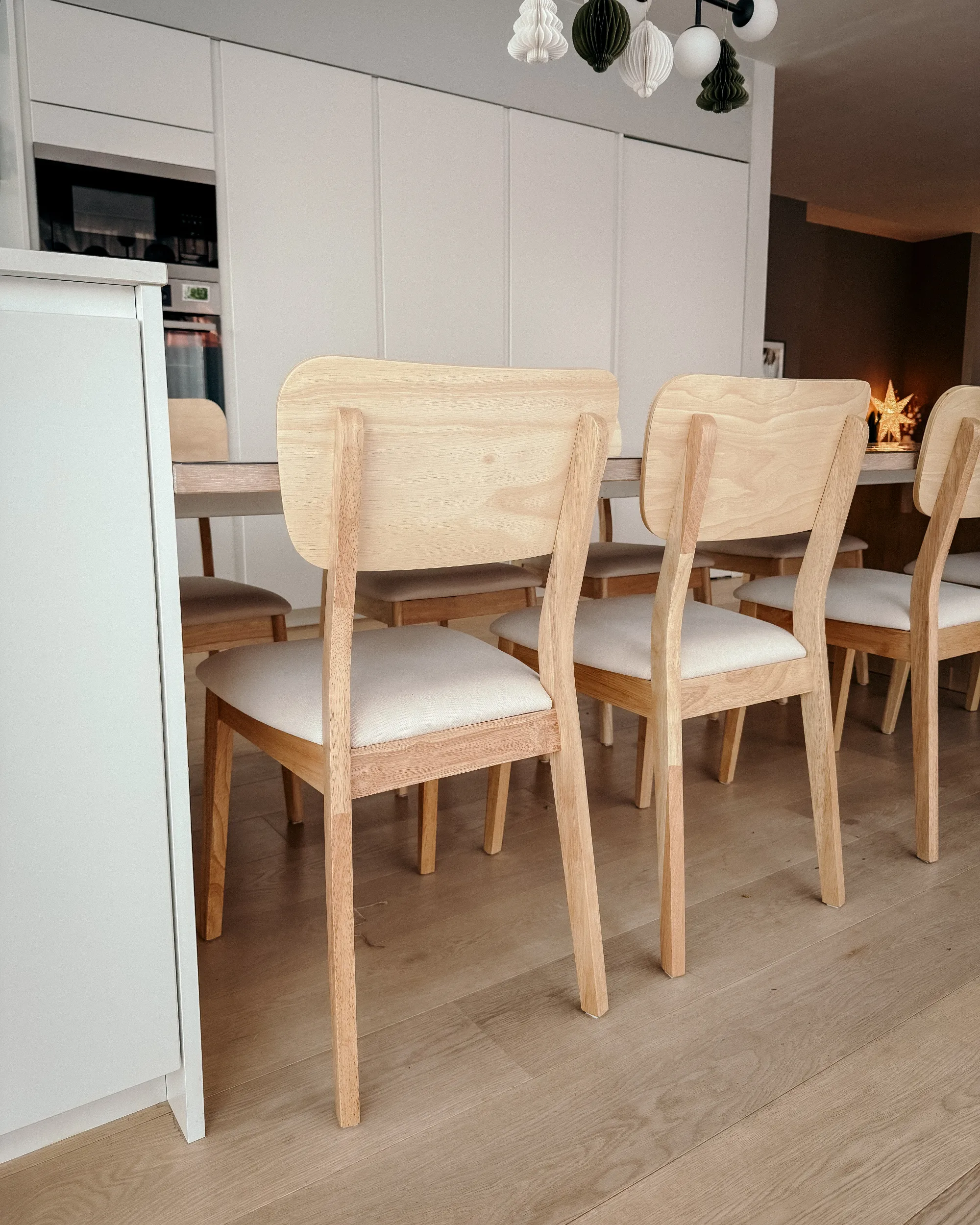 Set van 2 eetkamerstoelen MINIER Hout Lichtbruin/beige