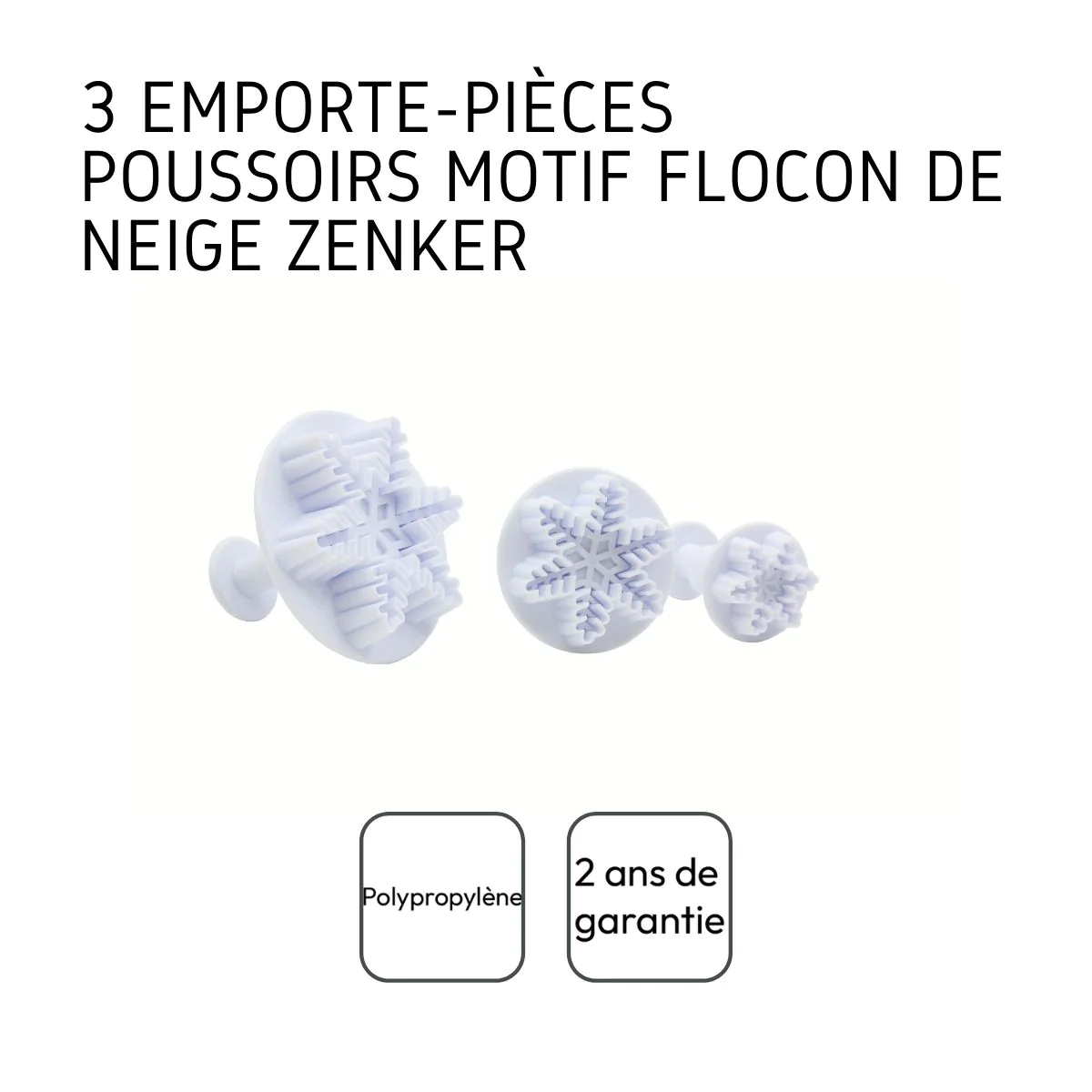 Lot de 3 emporte-pièces de Noël pour pâte à sucre motif flocon de neig