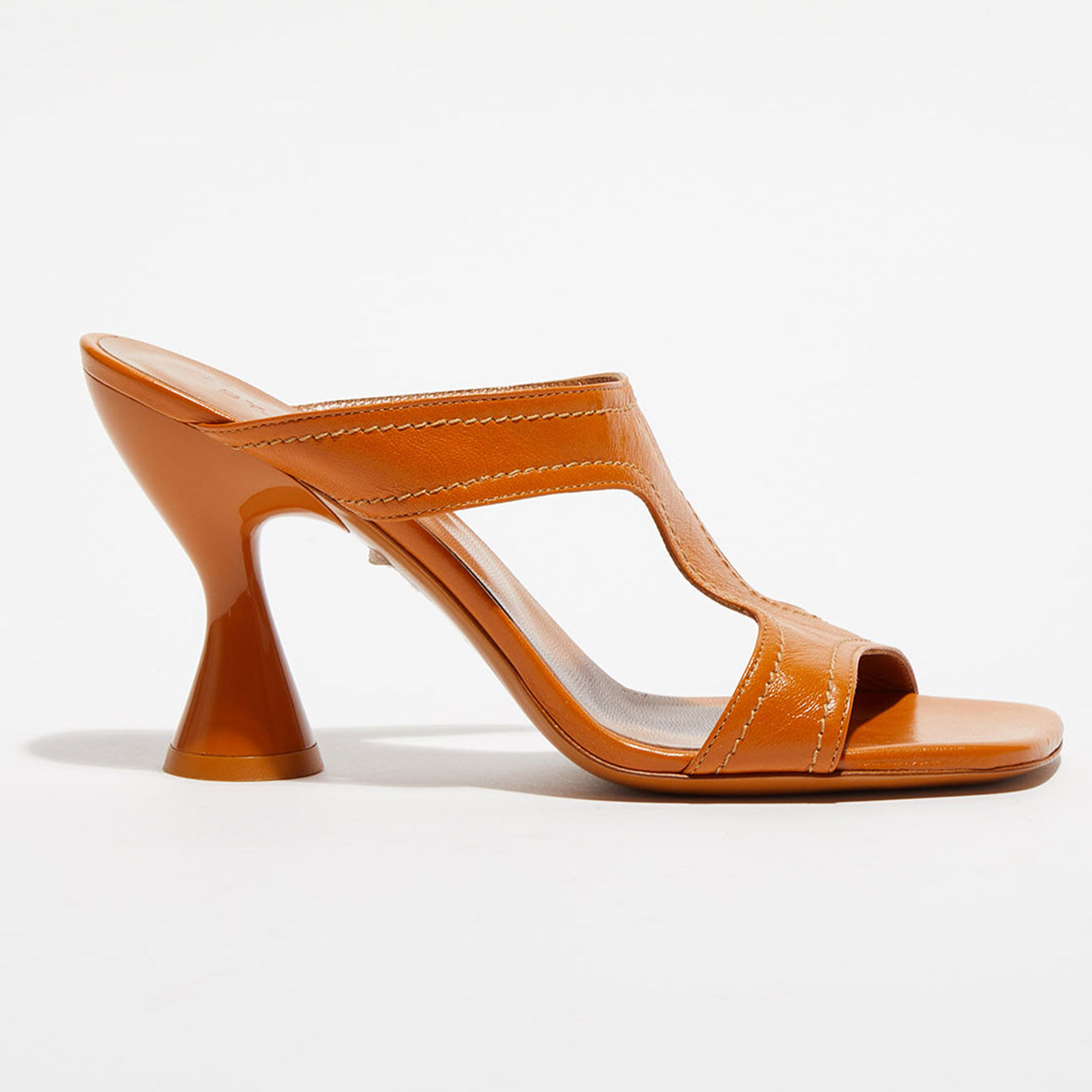 By Far Mules en Cuir Nadia camel - Talon 9 cm