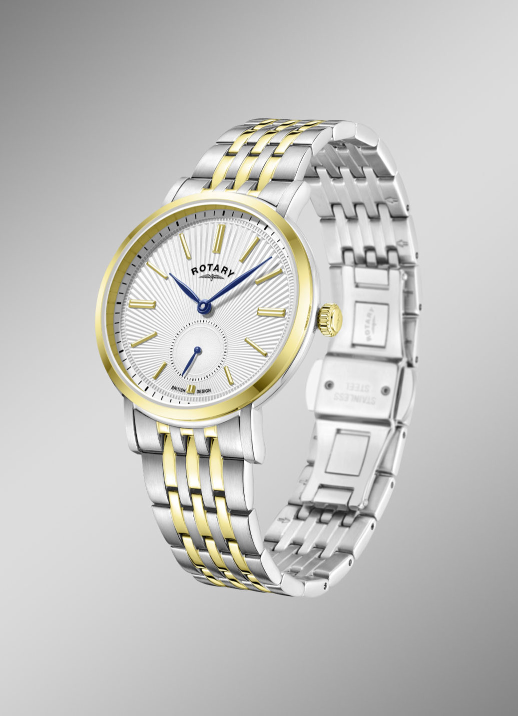Rotary Quartz-Herrenuhr mit Edelstahlbandgehäuse